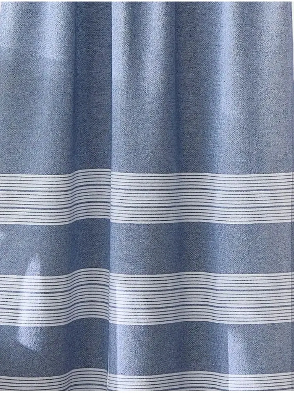 Set of 2 Denim Yarn Dye Blue Tailored Tier Pairs of Curtains